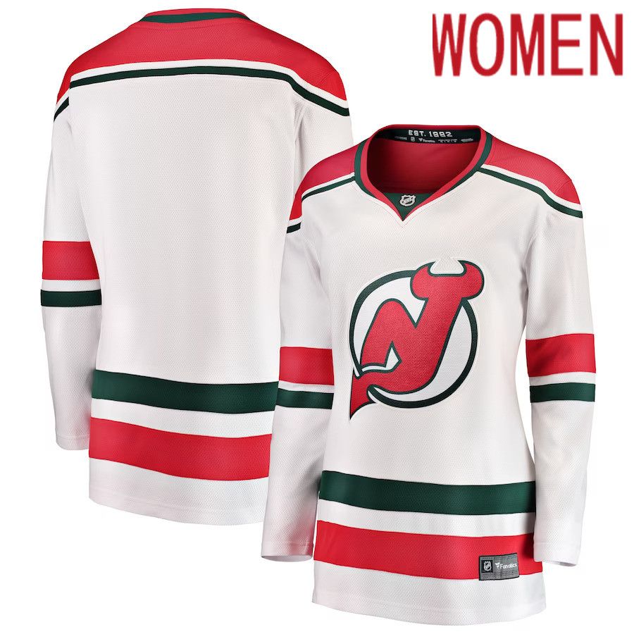 Women New Jersey Devils Fanatics Branded White Alternate Breakaway NHL Jersey->customized nhl jersey->Custom Jersey